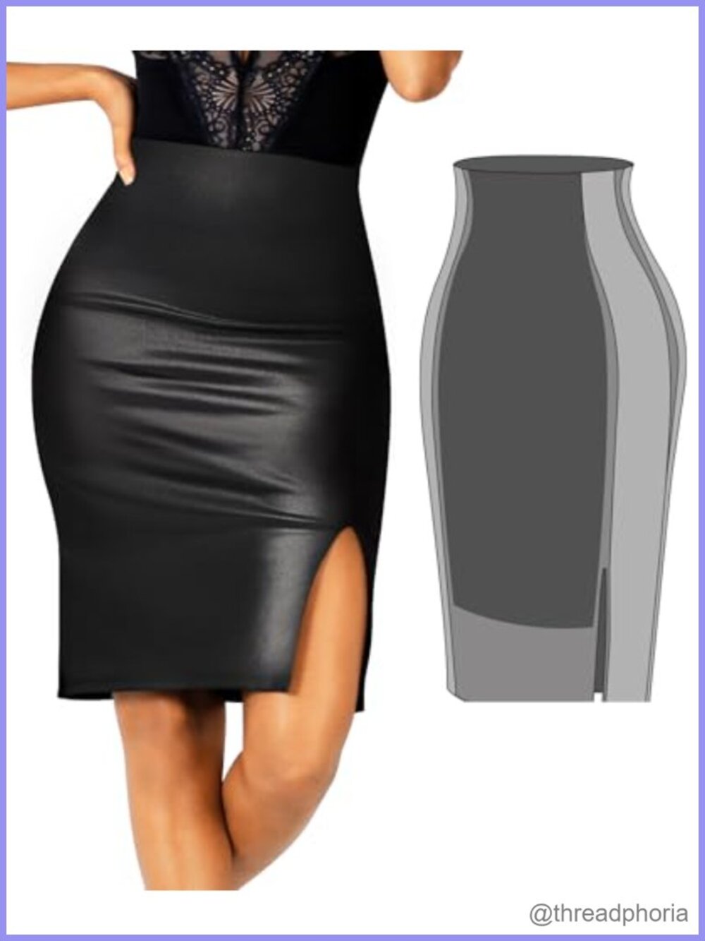 Faux Leather Mesh Shapewear Midi Skirt Tummy Control High Waist Shaper